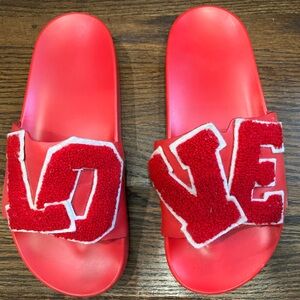 Authentic TORY BURCH Love Red Pool Slides- size 5